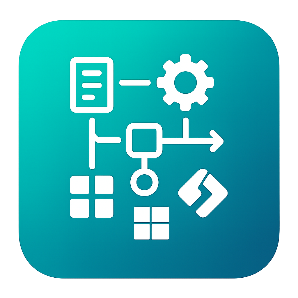 Ícone ilustrando a centralização de documentos, automação de fluxos de trabalho e colaboração segura, com integração ao Microsoft 365 e Power Platform.